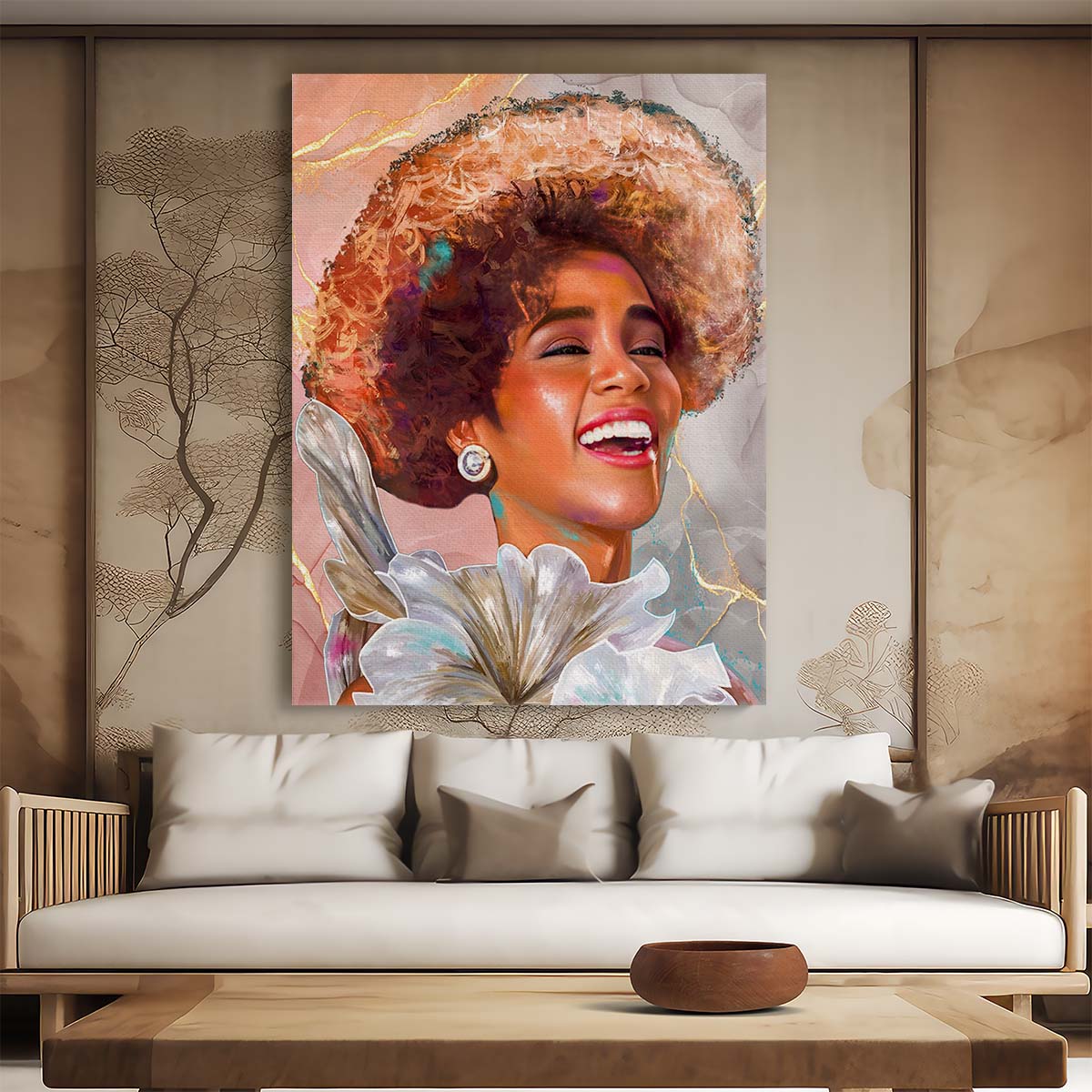 Whitney Houston Portrait Wall Art by Luxuriance Designs. Made in USA.