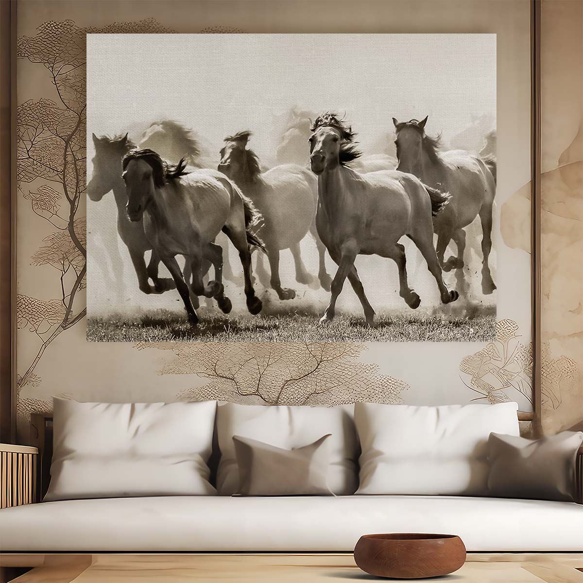 Dramatic HighSpeed Horse Herd Wall Art by Luxuriance Designs. Made in USA.