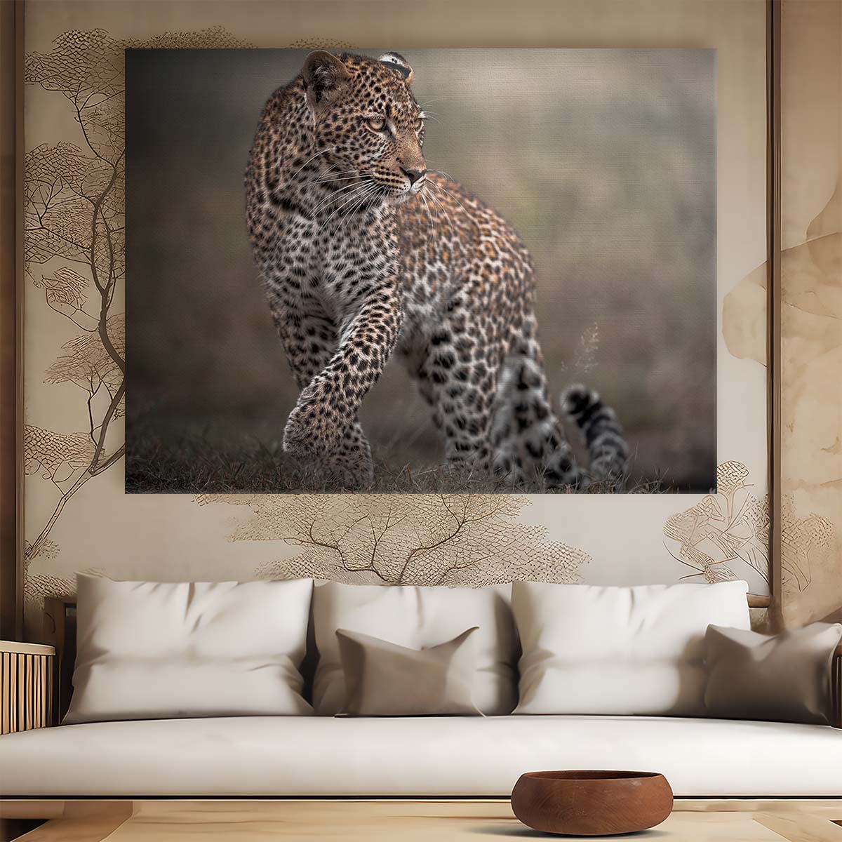 Safari Wildlife Leopard Glance - African Savanna Photography Wall Art