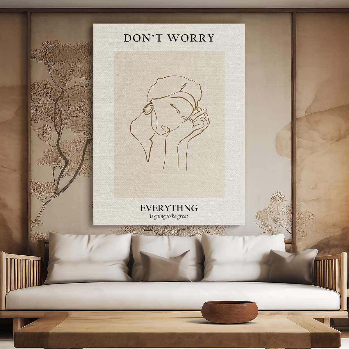 NKTN's Minimalist Line Art Woman Portrait with Motivational Quote by Luxuriance Designs, made in USA