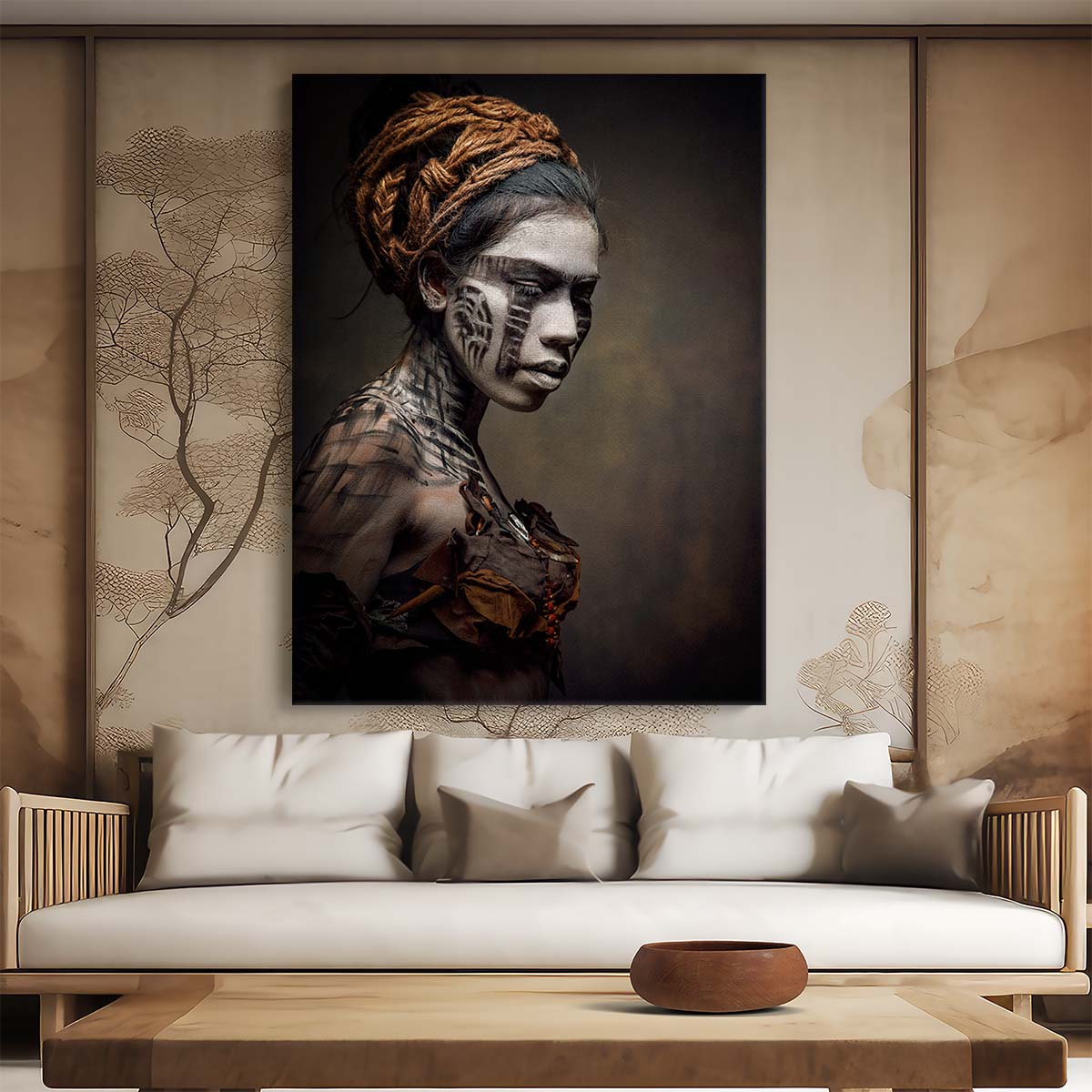 Siegart's Painted Woman Portrait Photography with Face Paint & Hat by Luxuriance Designs, made in USA