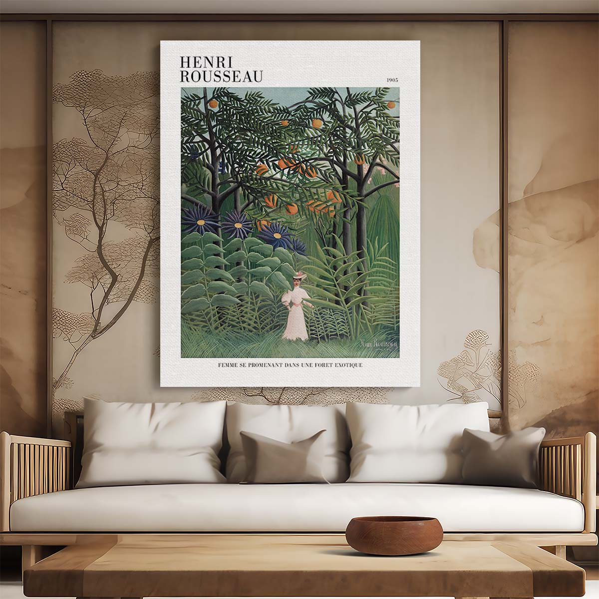 Rousseau's Acrylic Painting, Woman in Forest, Figurative Art Poster by Luxuriance Designs, made in USA