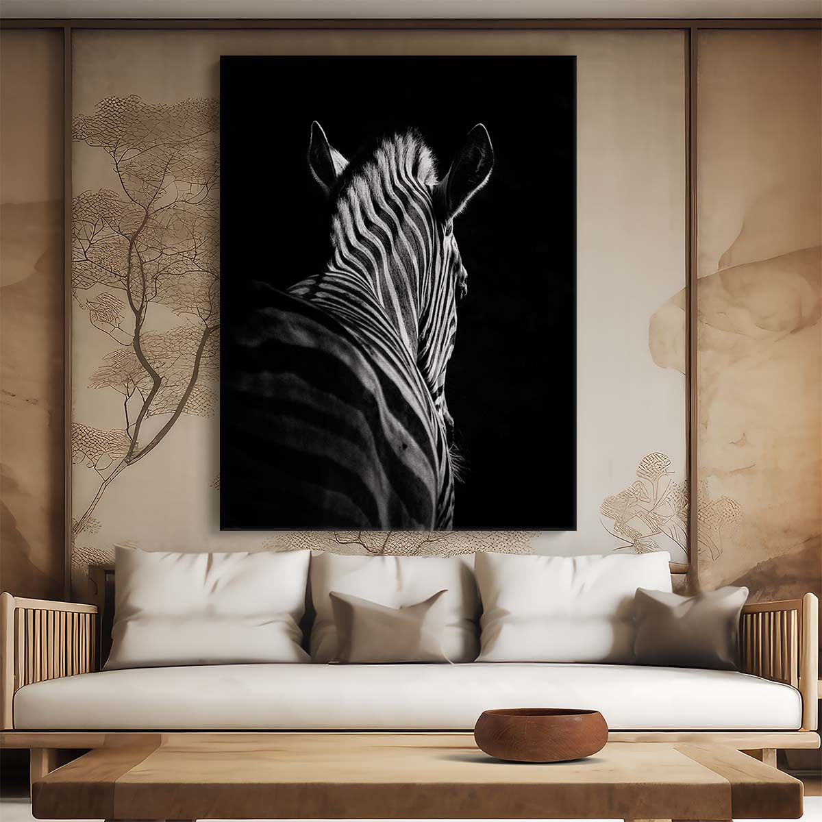 Minimalistic Monochrome Zebra Photography Wall Art, Duisburg Zoo Germany by Luxuriance Designs, made in USA