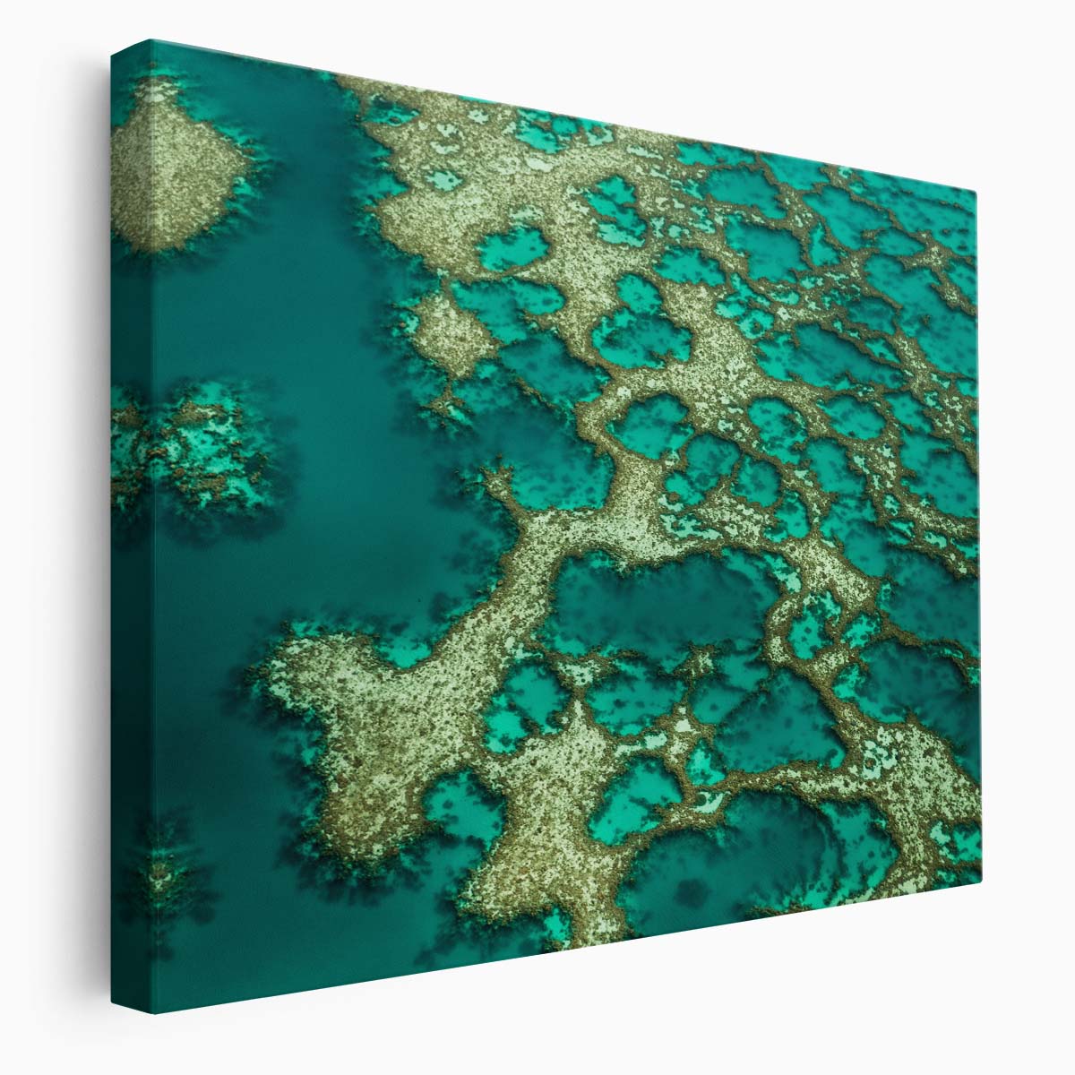 Turquoise Ocean & Lagoon Aerial Abstract Wall Art by Luxuriance Designs. Made in USA.