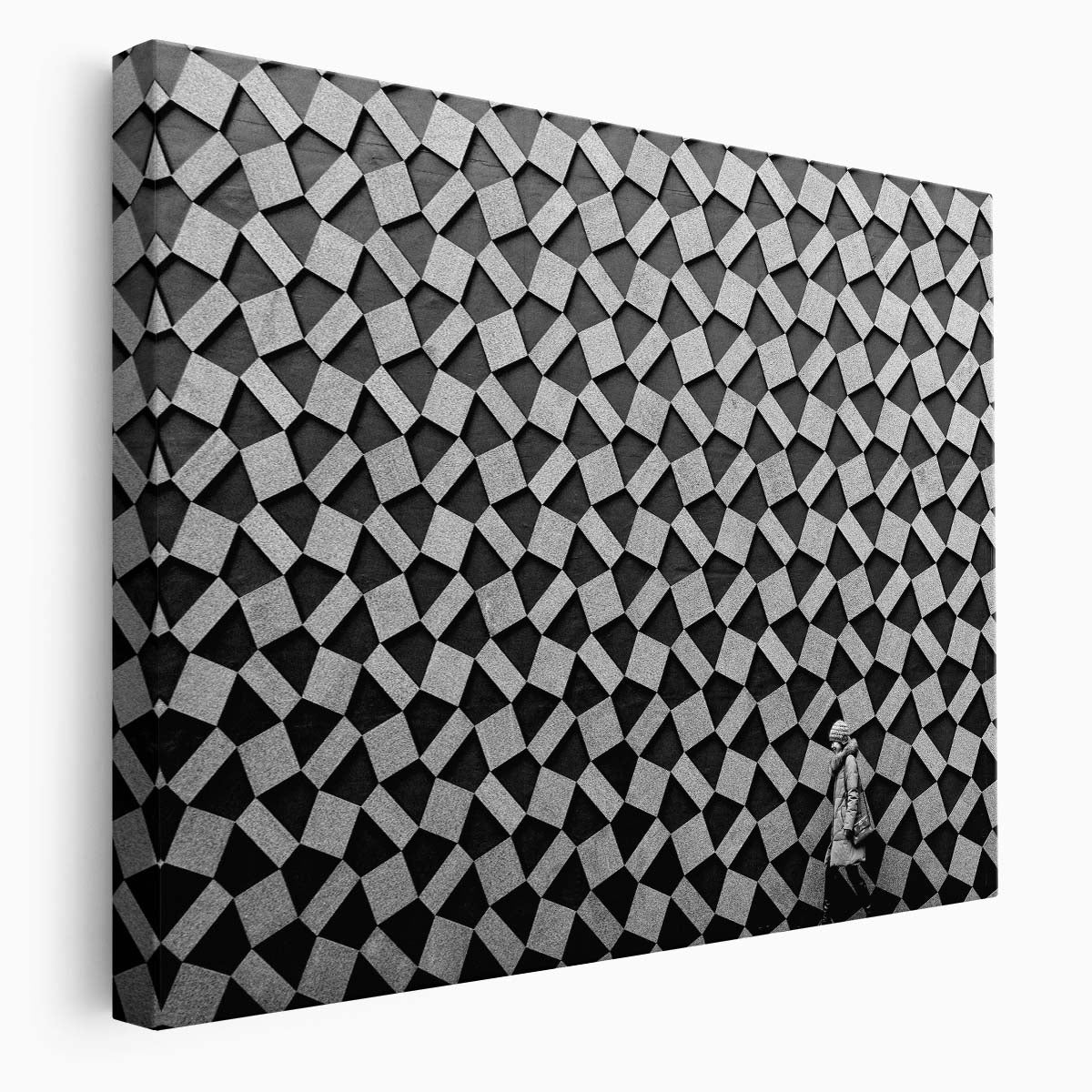 Monochrome Urban Geometry Japanese Street Wall Art by Luxuriance Designs. Made in USA.