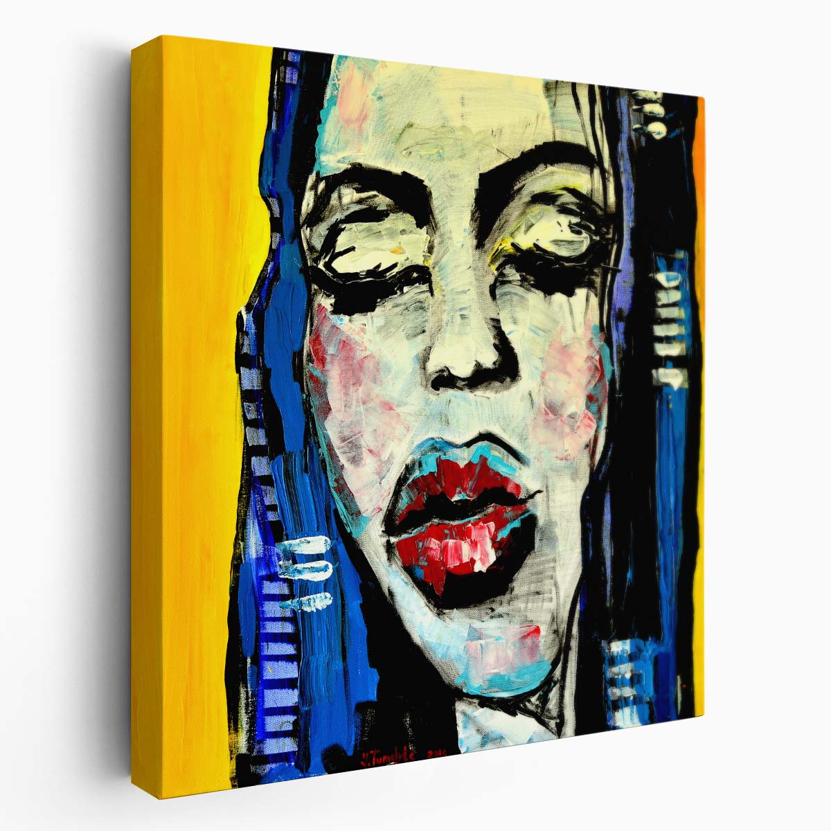 Expressive Woman Portrait Oil Painting by Julija Tumelyte Wall Art by Luxuriance Designs. Made in USA.