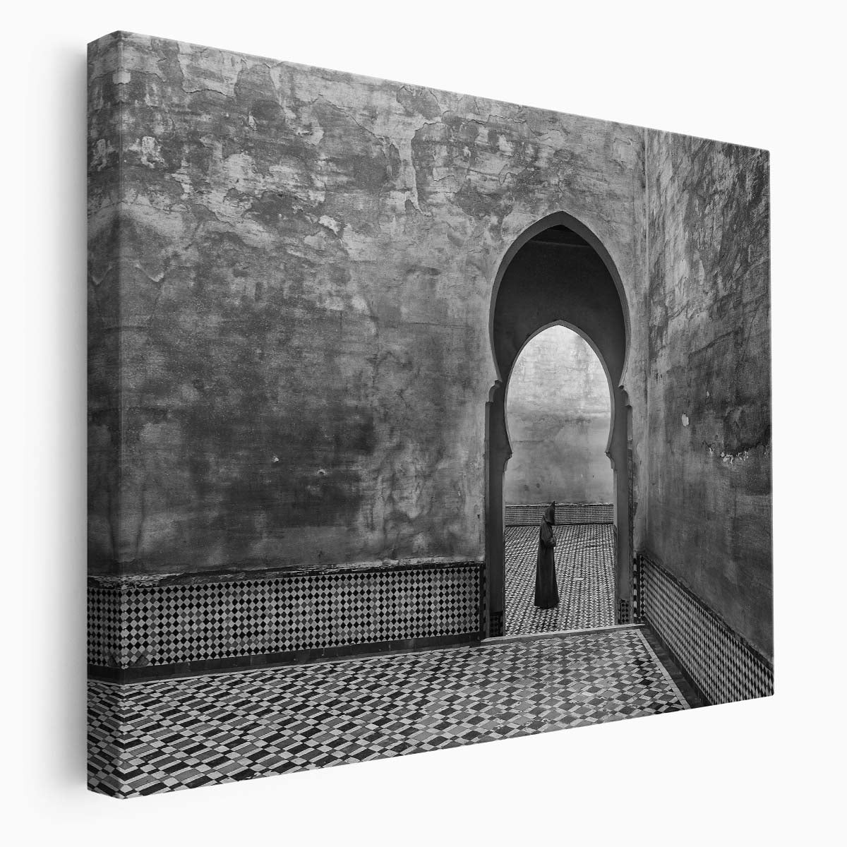 Moroccan Historic Arches & Tiles Monochrome Wall Art by Luxuriance Designs. Made in USA.