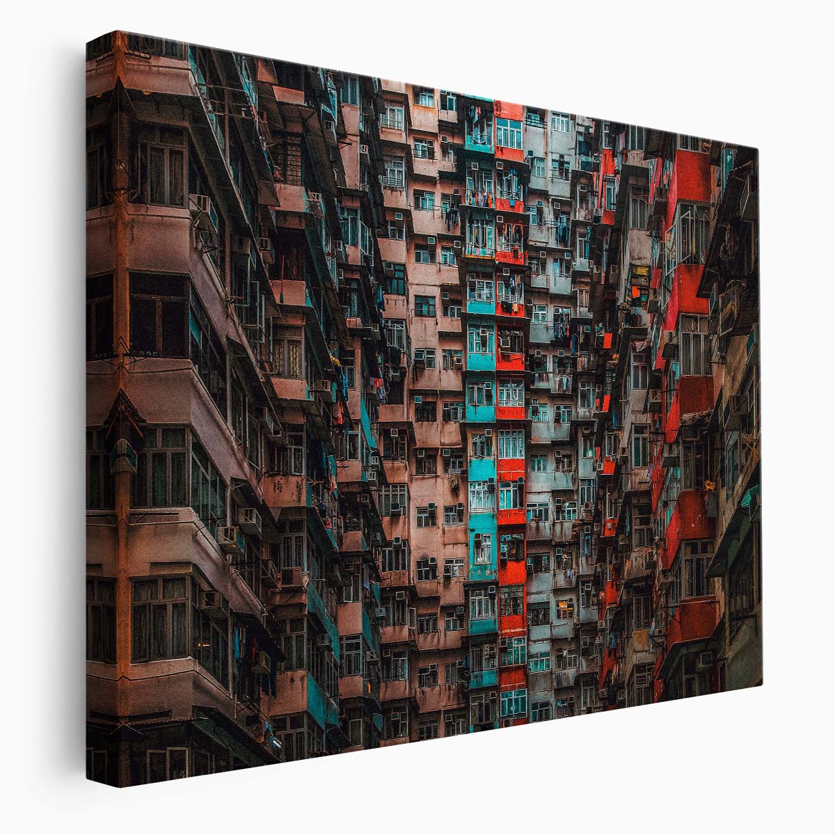 Colorful Hong Kong Street Scene Architecture Wall Art by Luxuriance Designs. Made in USA.
