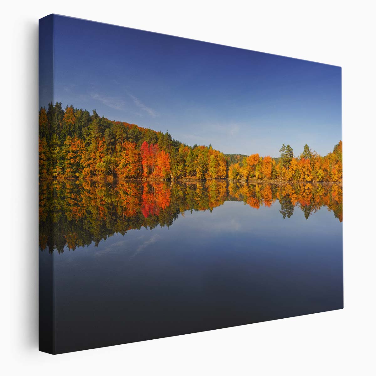 Colorful Autumn Lake & Forest Panorama Wall Art by Luxuriance Designs. Made in USA.