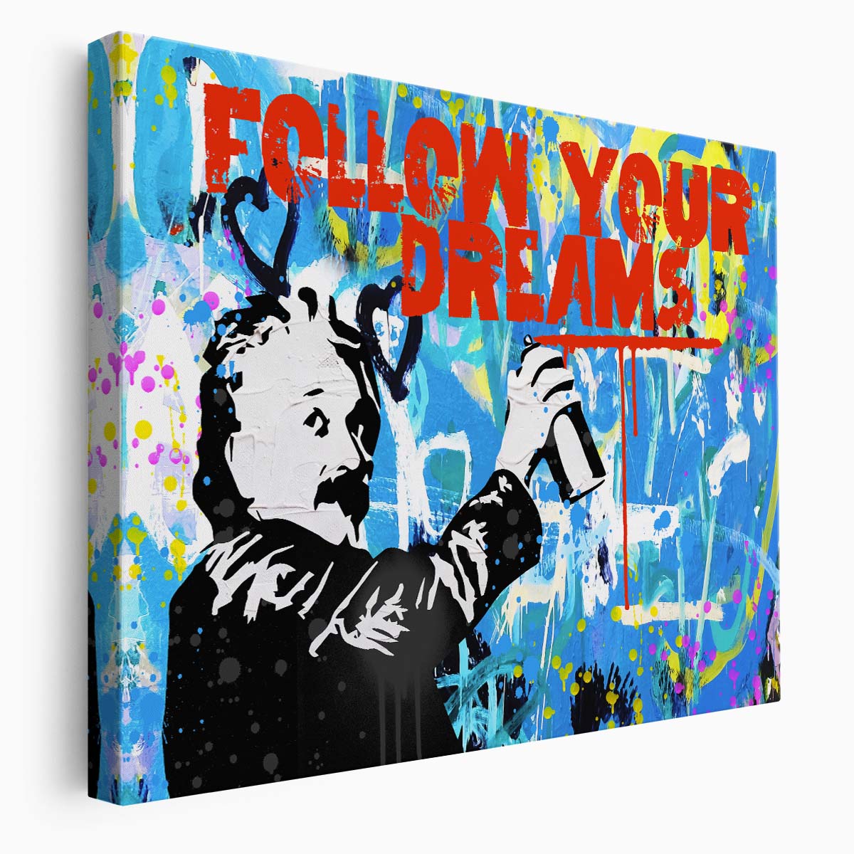 Banksy Einstein Follow Your Dreams Graffiti Wall Art by Luxuriance Designs. Made in USA.