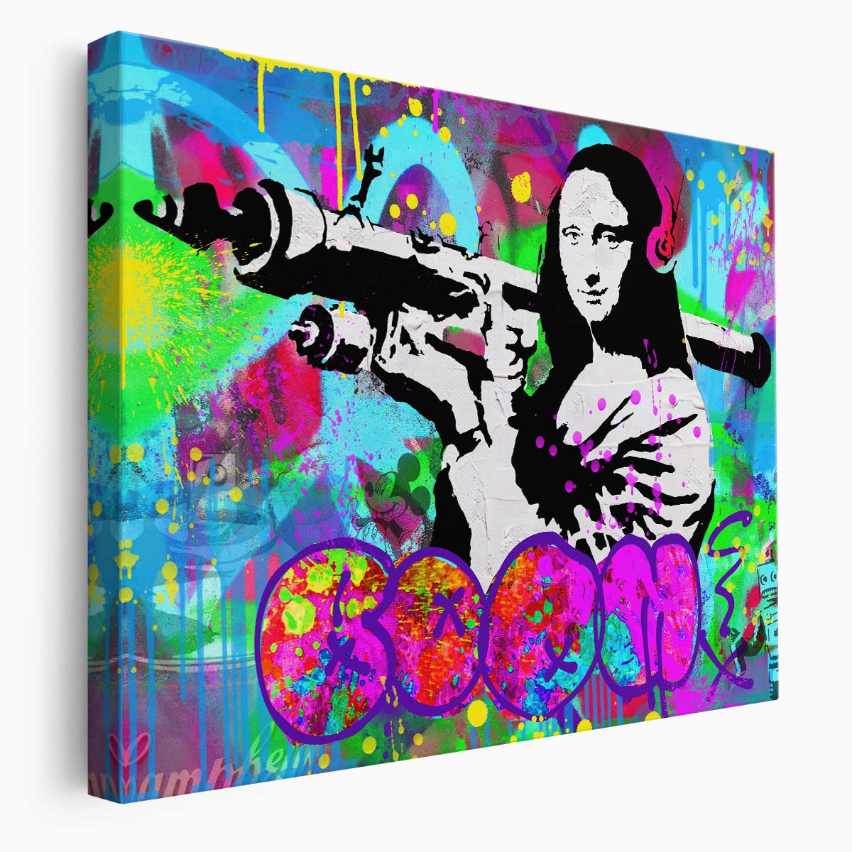 Banksy Mona Lisa Rocket Launcher Graffiti Wall Art by Luxuriance Designs. Made in USA.