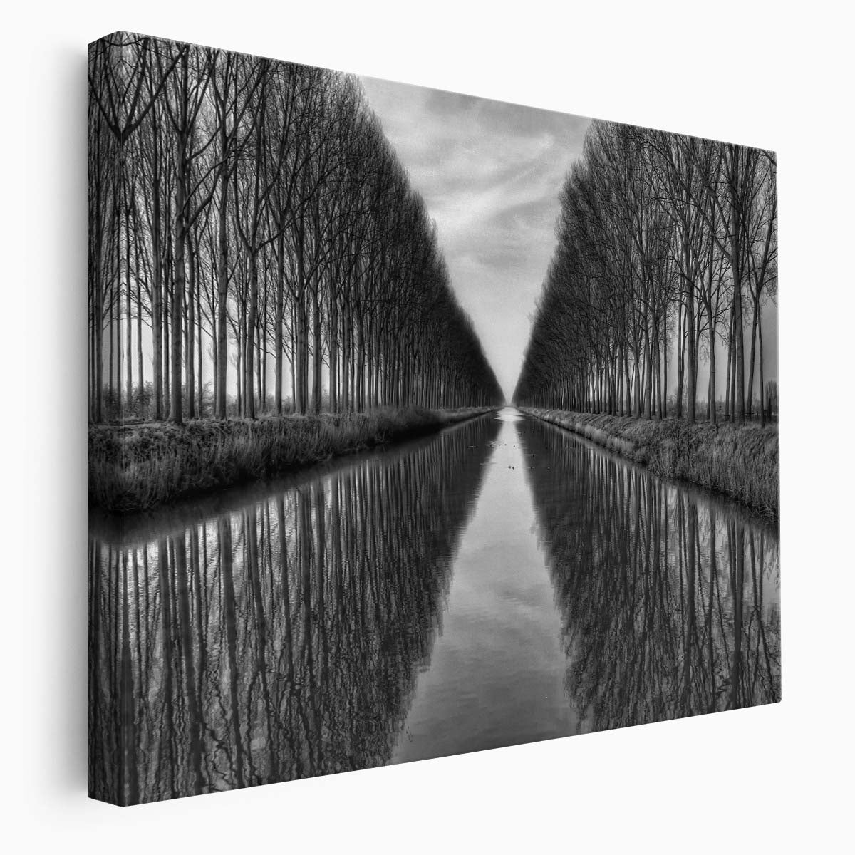 Zeebruges Canal Autumn Reflection Black and White Photography Wall Art