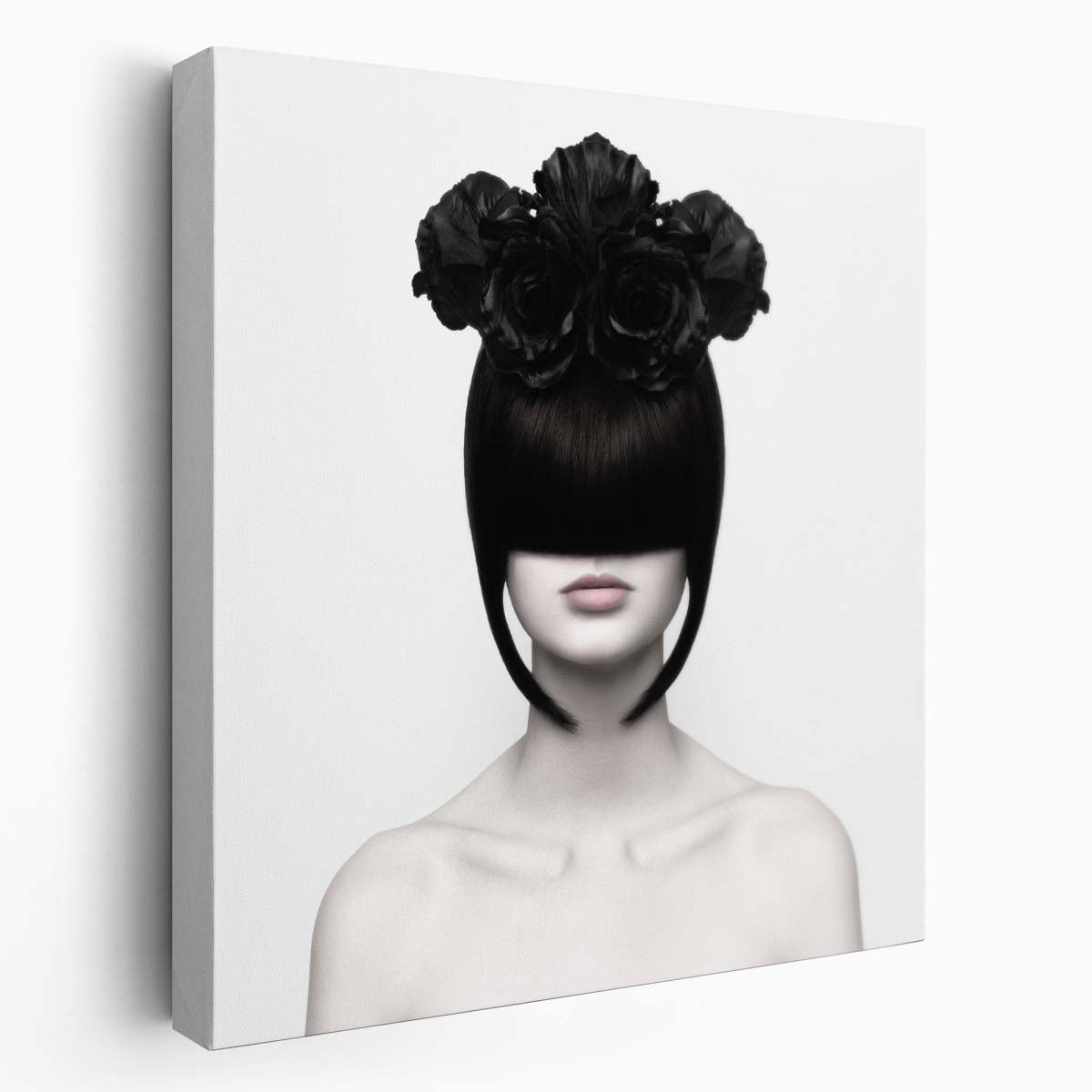 Enigmatic FloralHaired Lady Portrait Photography Wall Art by Luxuriance Designs. Made in USA.