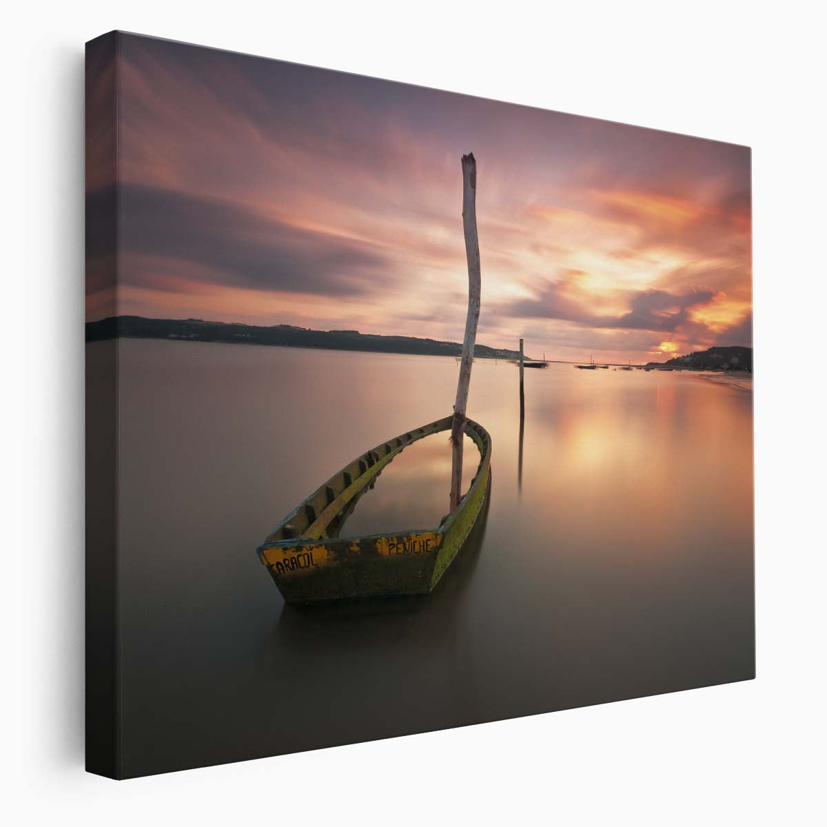 Serene Sunset Shipwreck Seascape Wall Art by Luxuriance Designs. Made in USA.