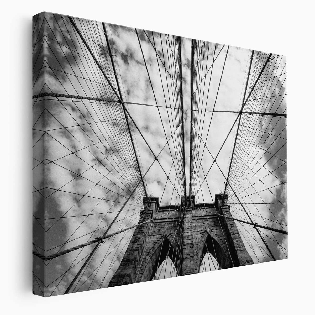 Iconic Brooklyn Bridge NYC Monochrome Architecture Wall Art by Luxuriance Designs. Made in USA.