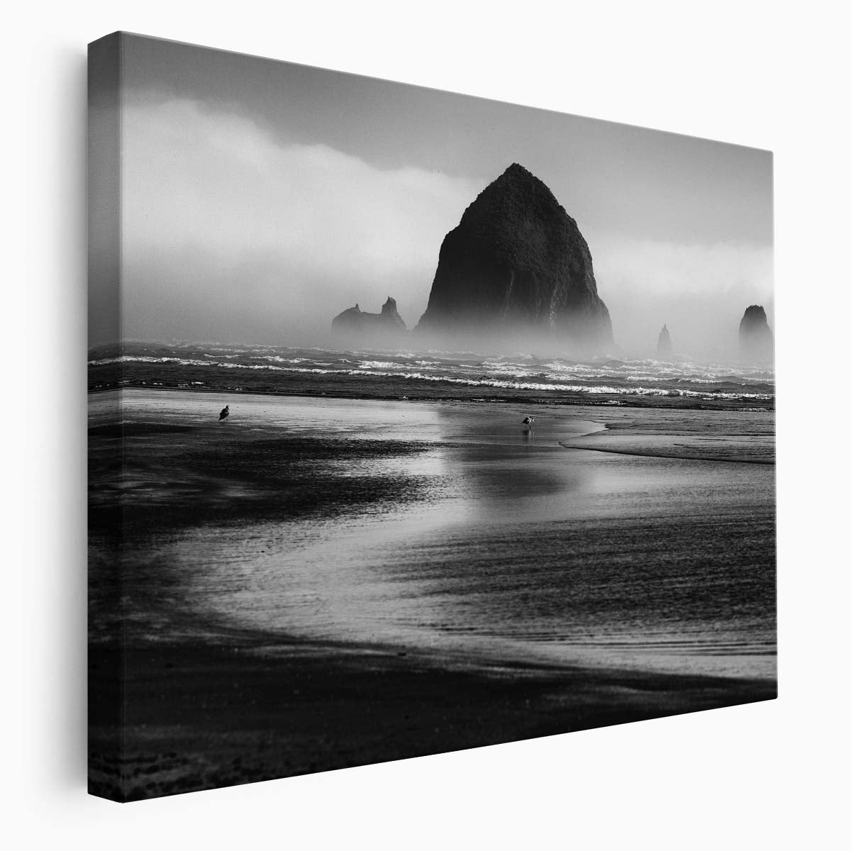 Cannon Beach Oregon Monochrome Seascape Wall Art by Luxuriance Designs. Made in USA.