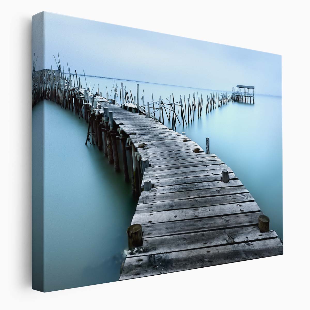 Turquoise Portugal Seascape Silky Water & Pier Photography Wall Art