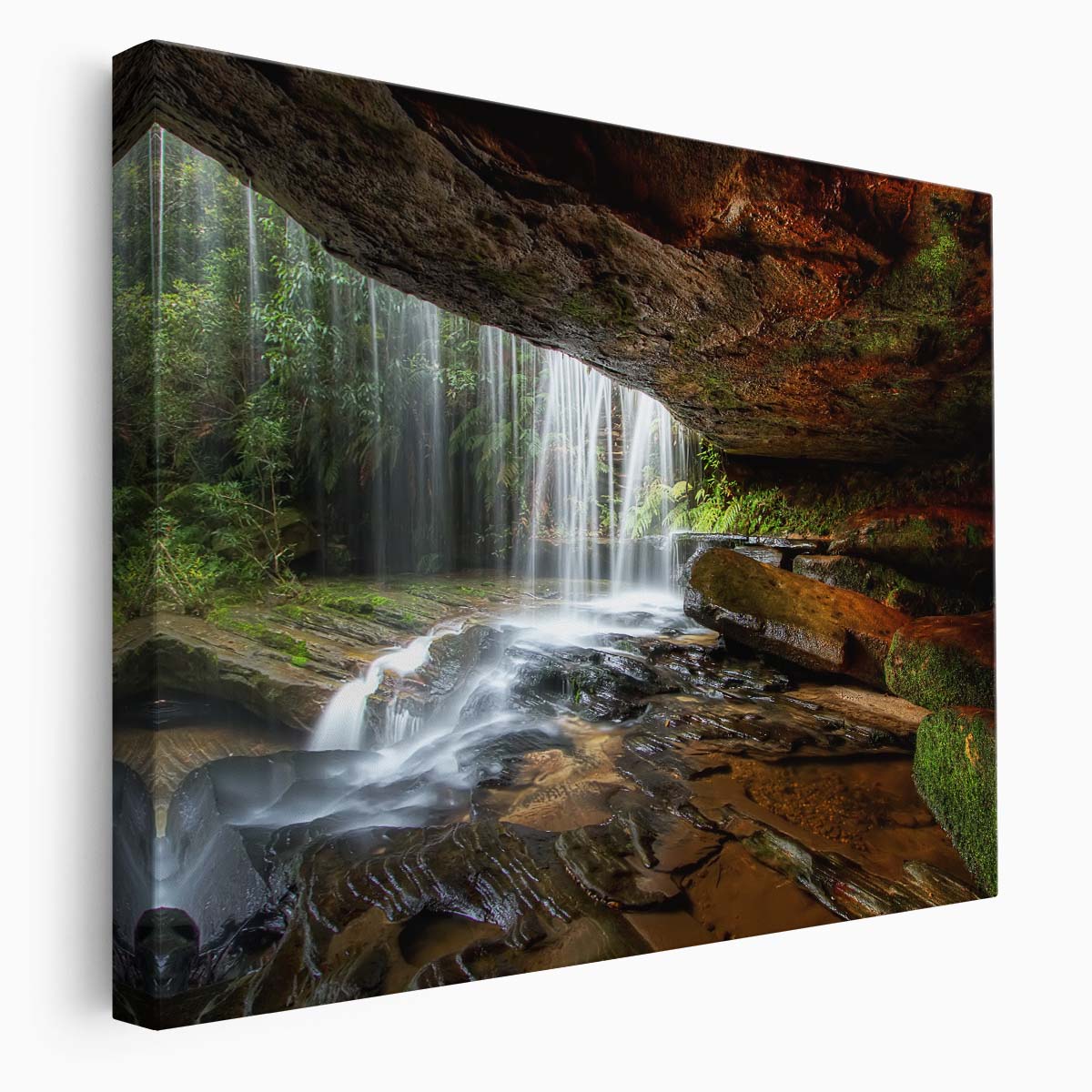 Somesby Falls Cave & Moss Landscape Wall Art by Luxuriance Designs. Made in USA.