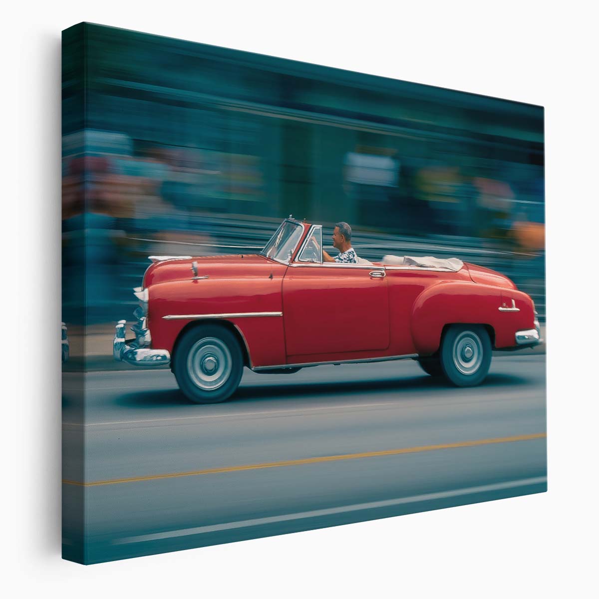 Classic Havana Car in Motion Blur Street Wall Art by Luxuriance Designs. Made in USA.