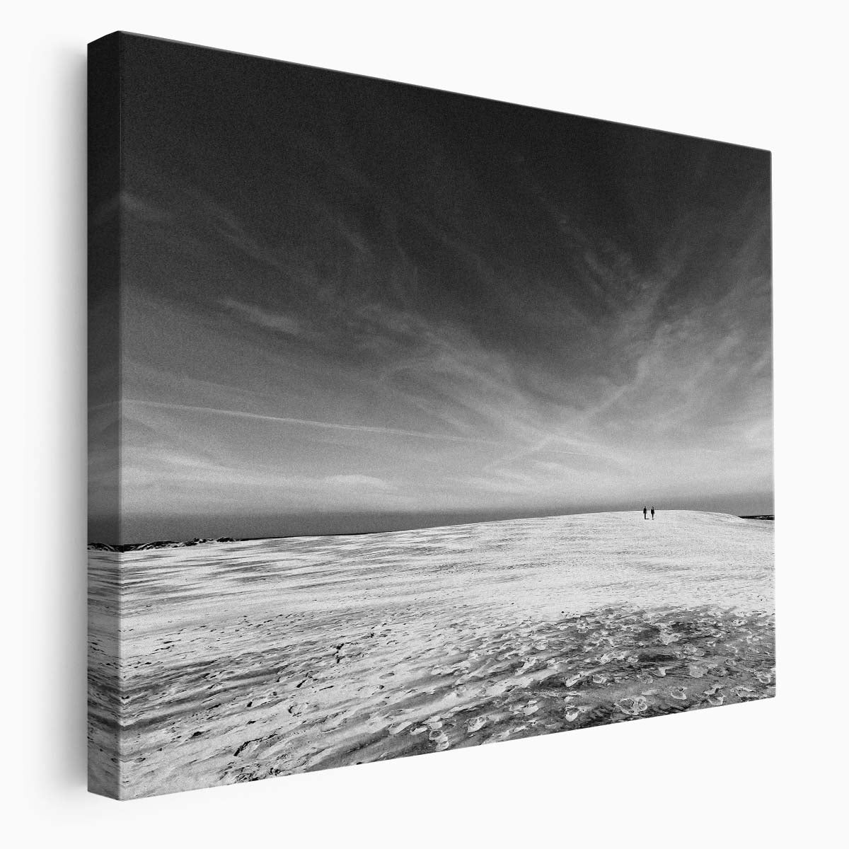 Solitary Couple in Snowy Landscape Monochrome Wall Art by Luxuriance Designs. Made in USA.