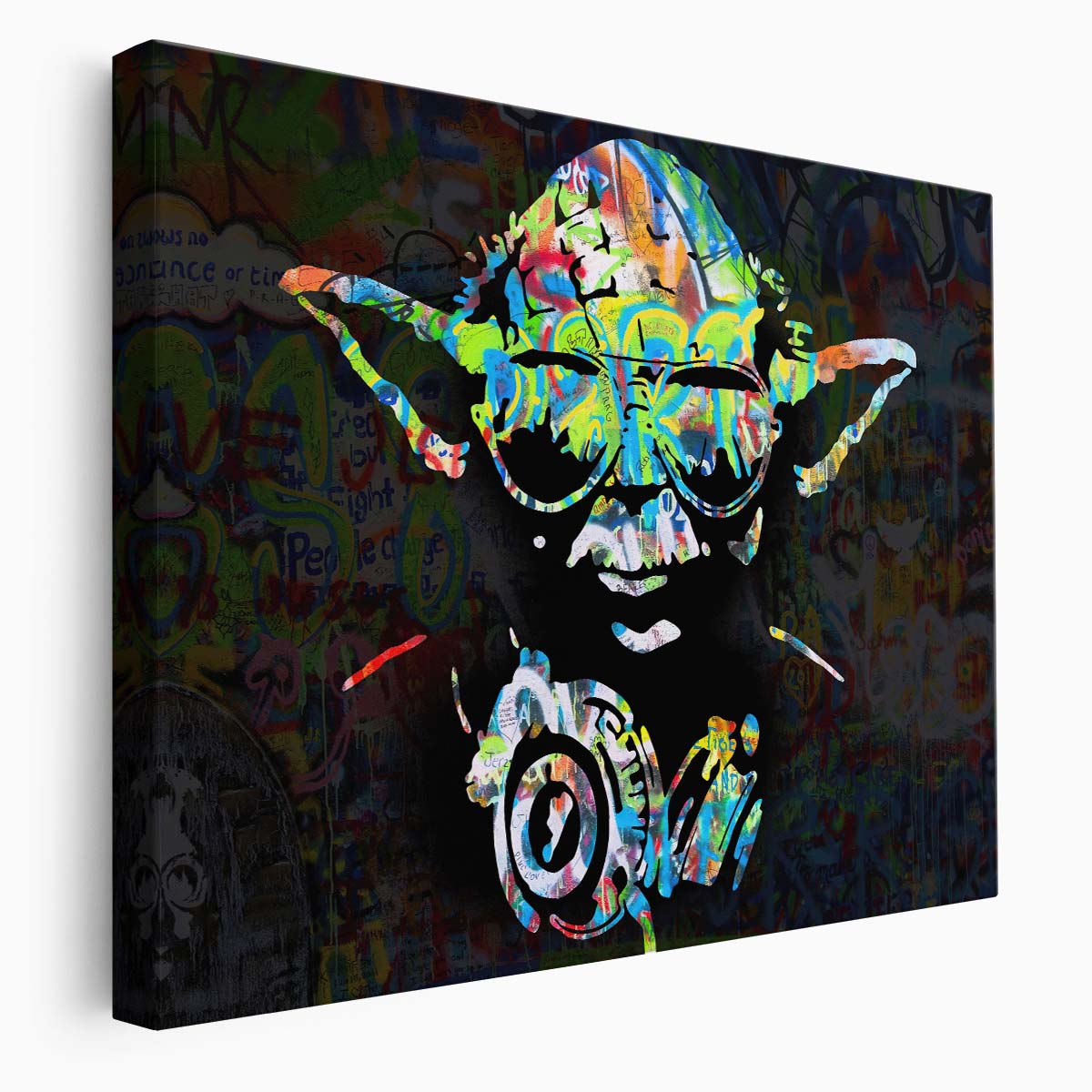 DJ Yoda Star Wars Graffiti Wall Art by Luxuriance Designs. Made in USA.