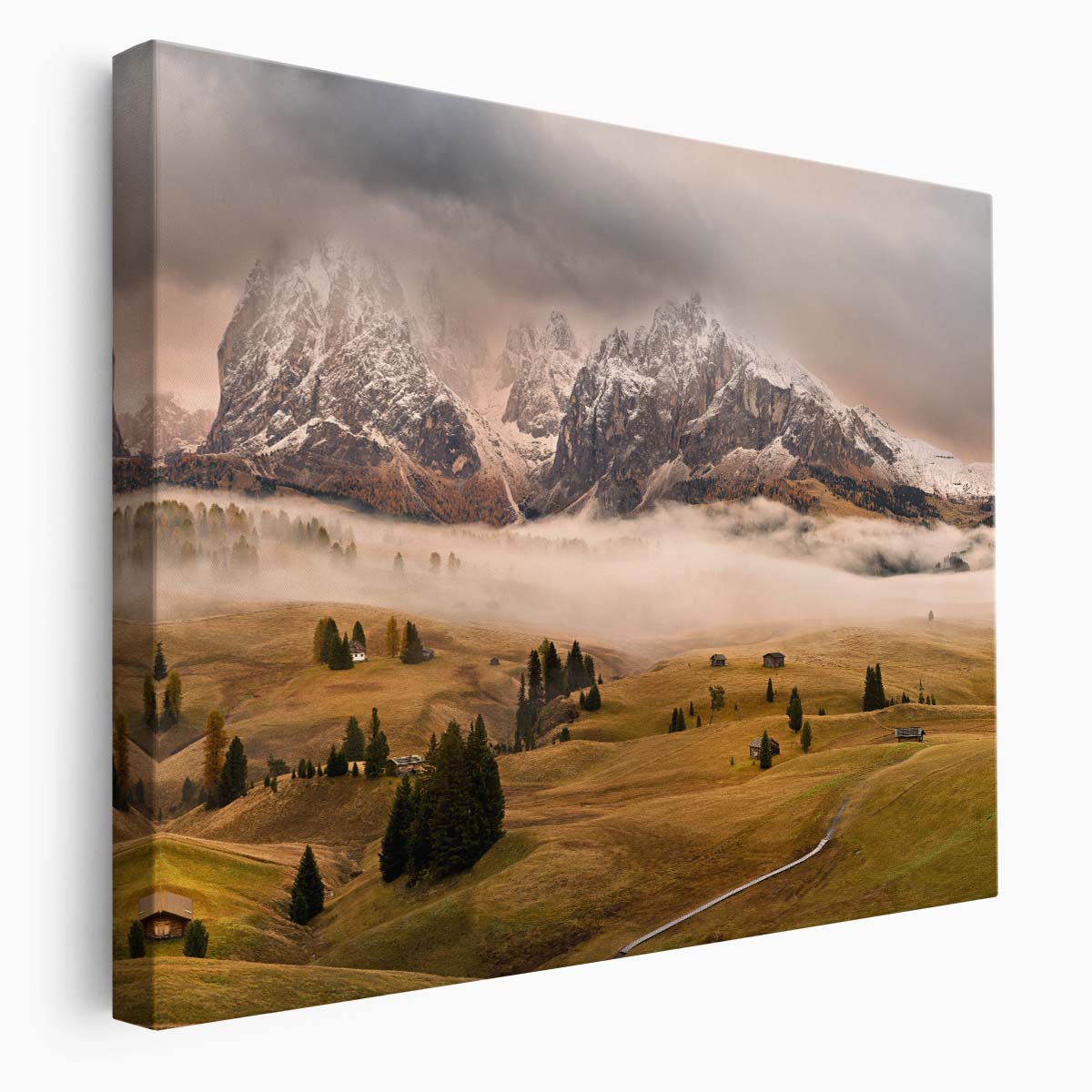 Mystical Dolomites Peaks & Autumn Cottages Wall Art by Luxuriance Designs. Made in USA.