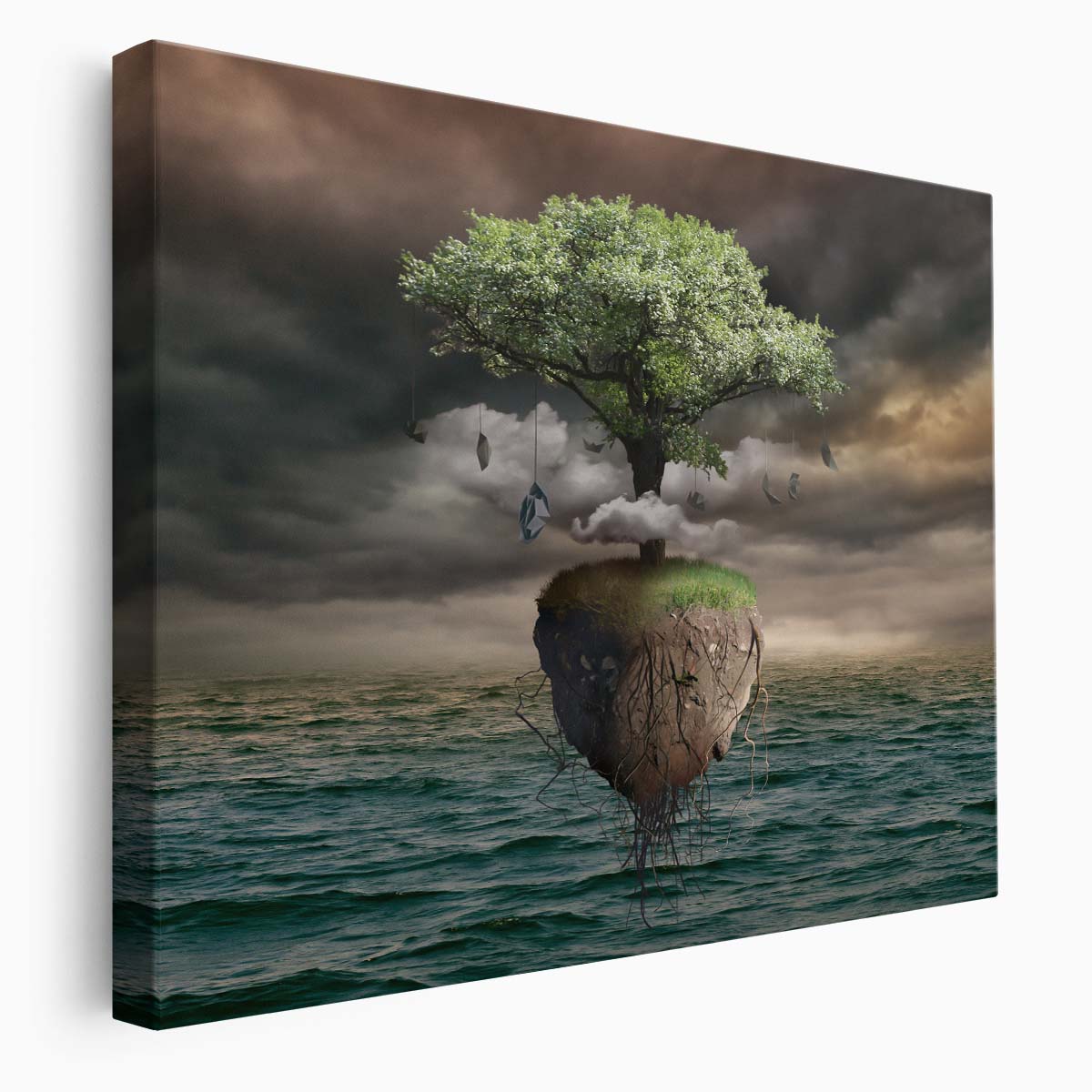 Surreal Autumn Island Dreamscape Tree Wall Art by Luxuriance Designs. Made in USA.