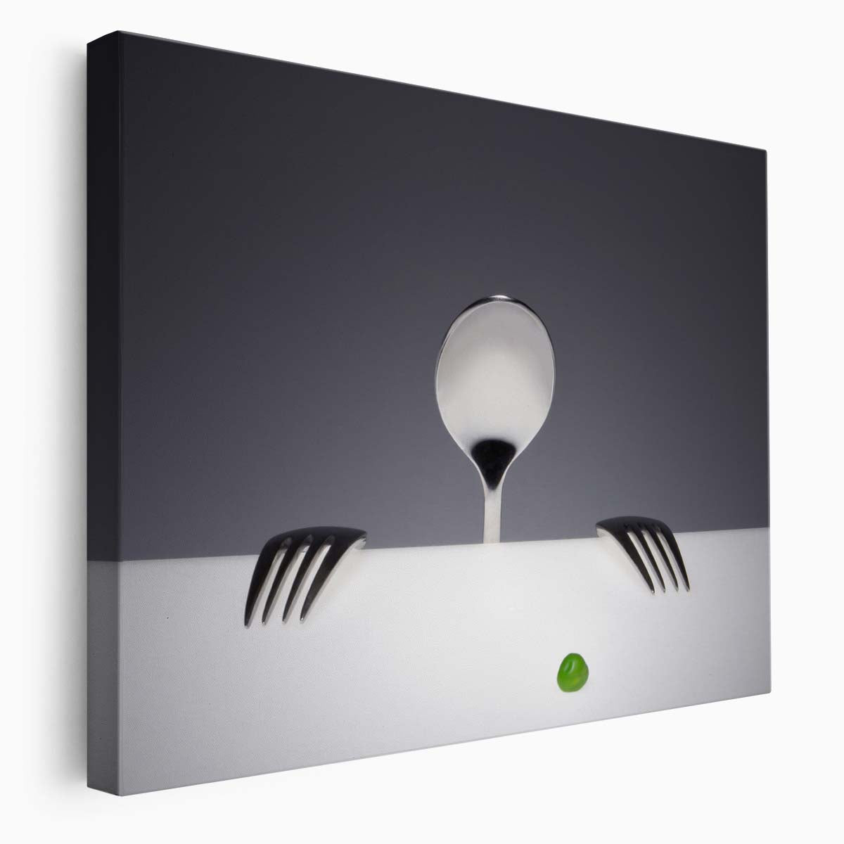 Hungry Cutlery & Peas Humorous Kitchen Wall Art by Luxuriance Designs. Made in USA.