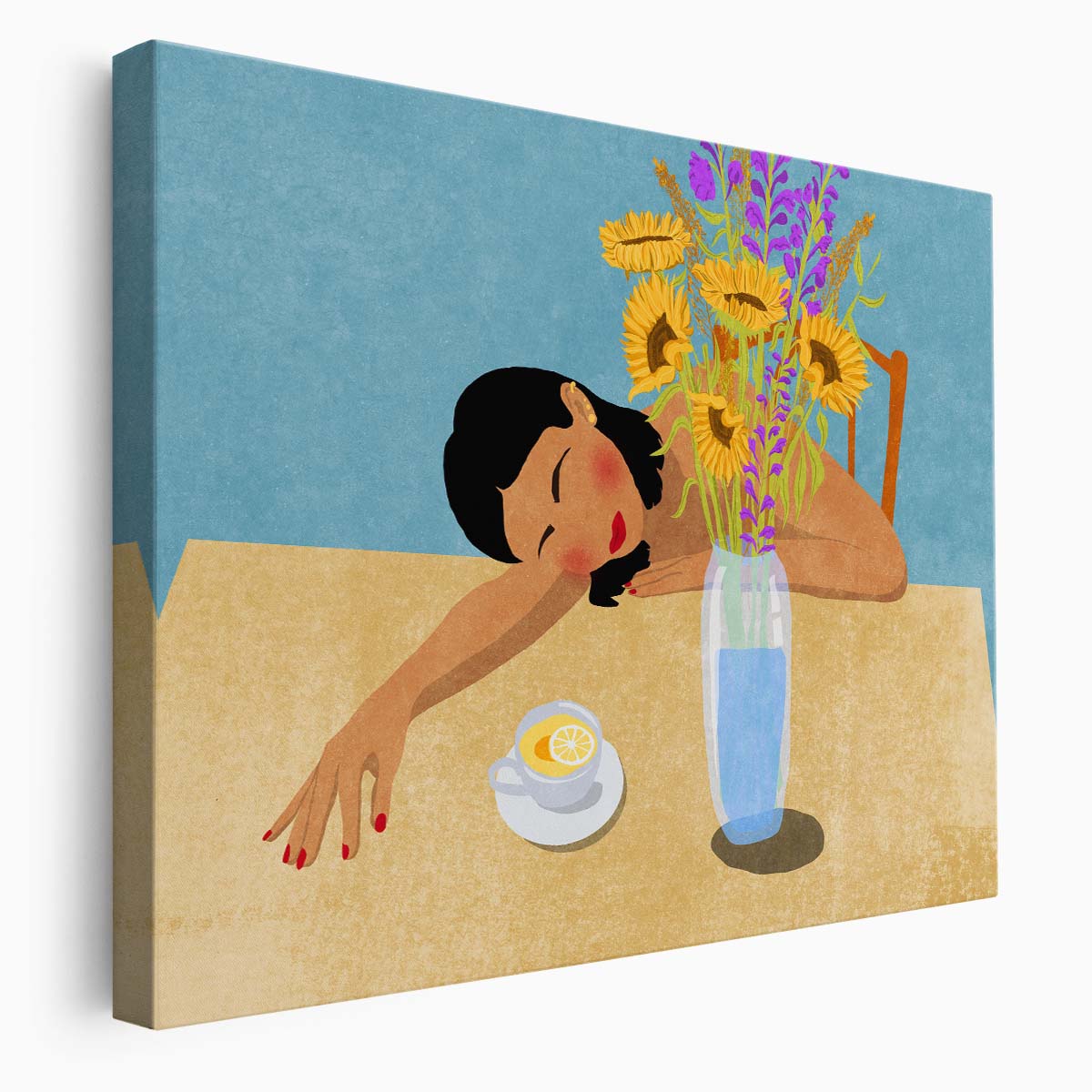 Sunflower Daydream Relaxing Figurative Wall Art by Luxuriance Designs. Made in USA.