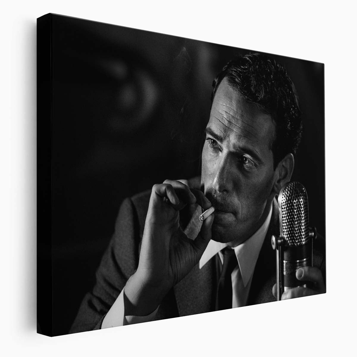Vintage Cinematic Smoker Portrait in Monochrome by Peter Muller Wall Art