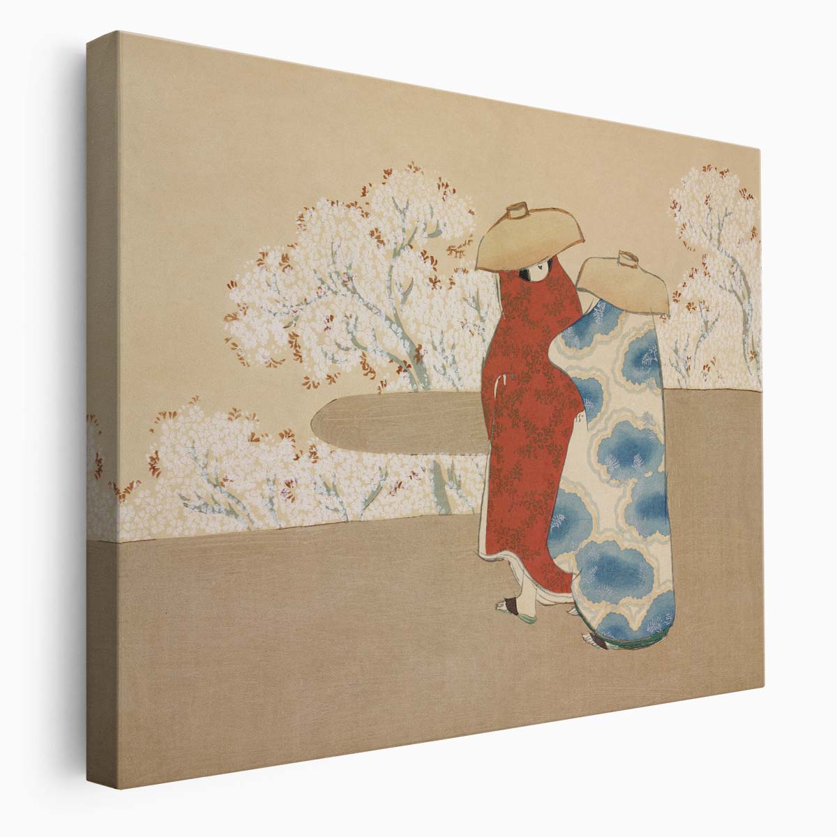 Kamisaka Sekka's Hanami Season Japanese Woodblock Wall Art by Luxuriance Designs. Made in USA.