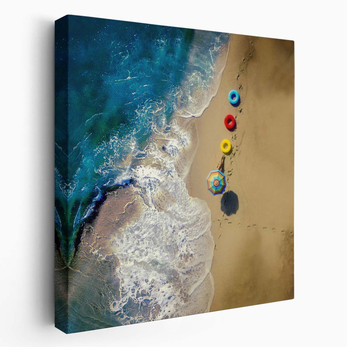 Vibrant Summer Beach Aerial View Wall Art by Luxuriance Designs. Made in USA.