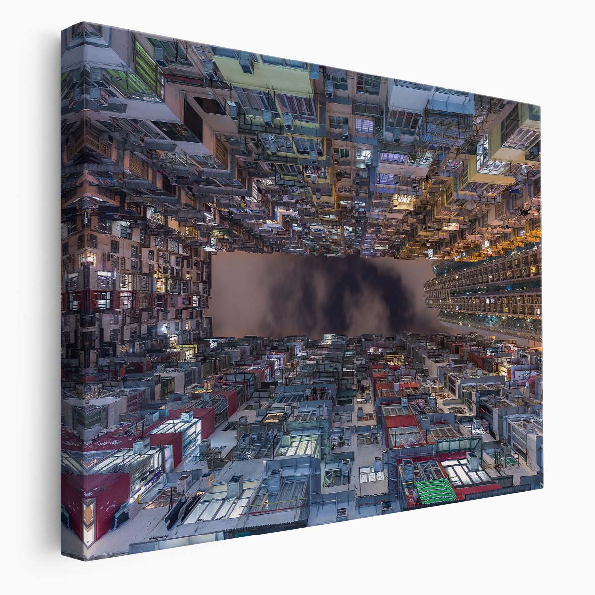 Hong Kong Iconic Night Cityscape Architecture Wall Art by Luxuriance Designs. Made in USA.