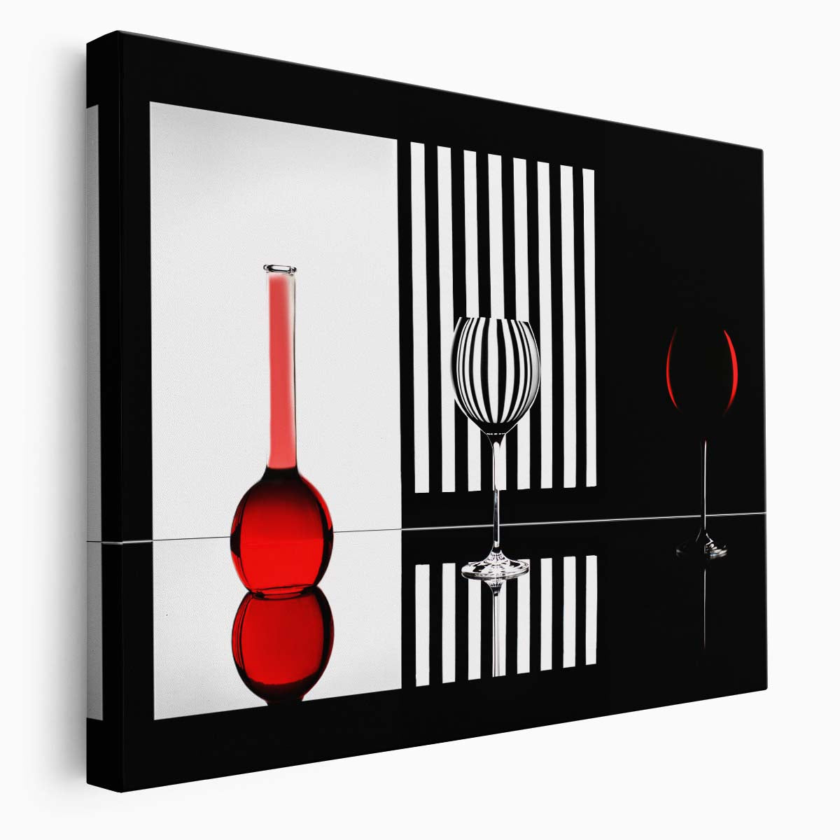 Abstract Zebra Stripe Wine Glass Reflection Wall Art by Luxuriance Designs. Made in USA.