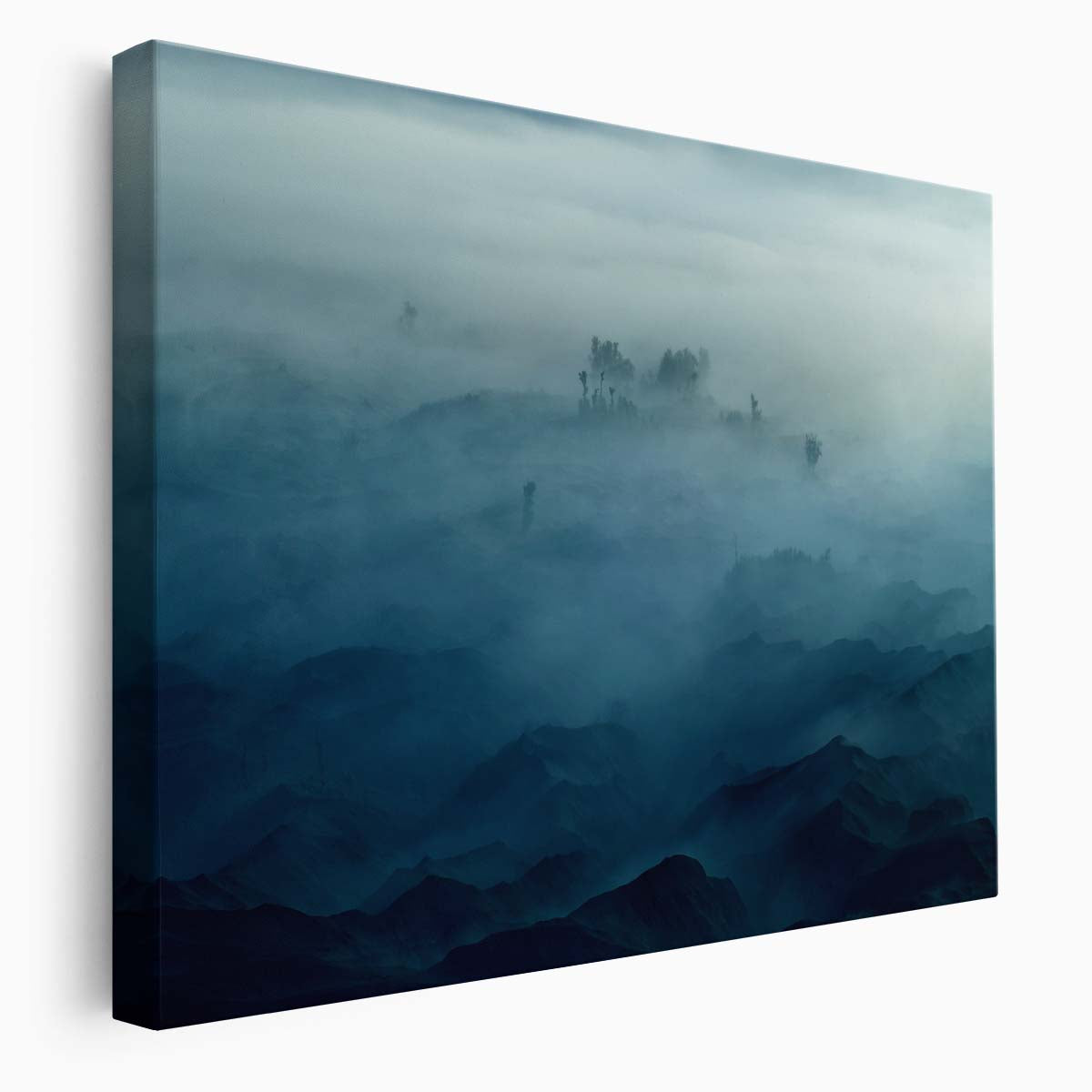 Misty Bromo Volcano Landscape Layers Wall Art by Luxuriance Designs. Made in USA.