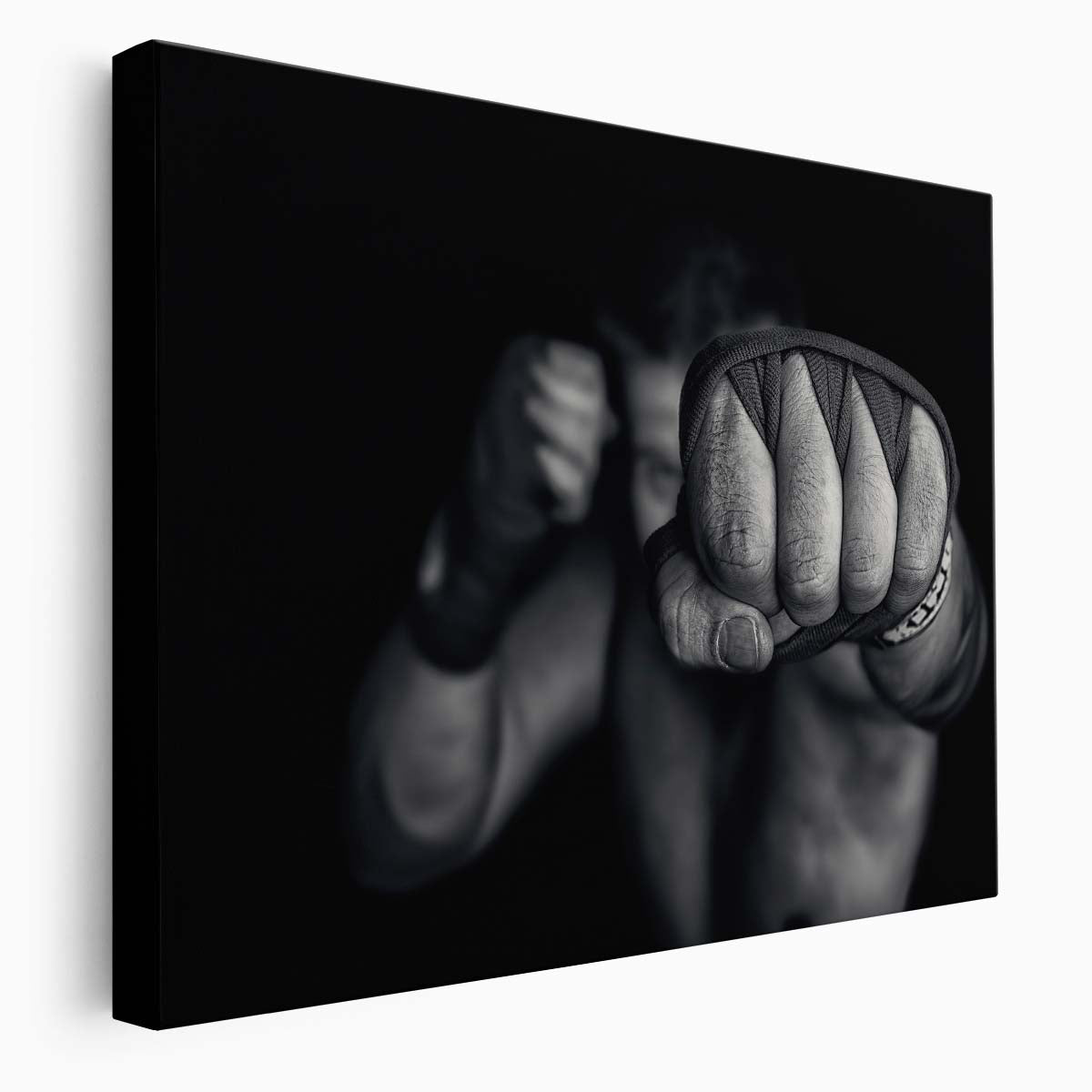 Monochrome Boxing Action Punch Portrait Wall Art by Luxuriance Designs. Made in USA.
