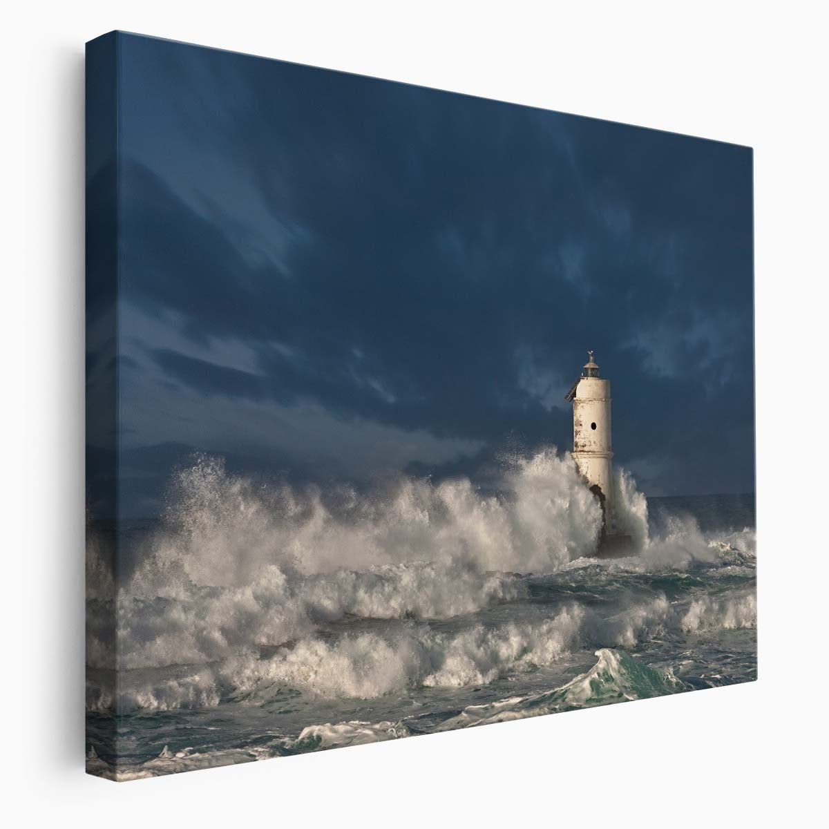 Mangiabarche Sardinia Lighthouse Seascape Storm Wall Art by Luxuriance Designs. Made in USA.