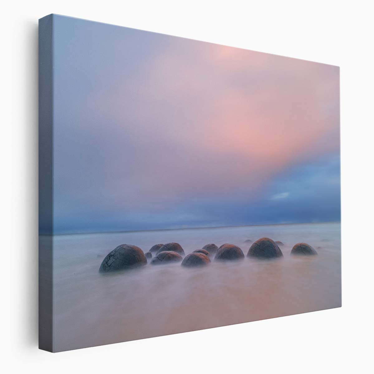 Serene Moeraki Boulders Seascape Calm Pastel New Zealand Coast Wall Art