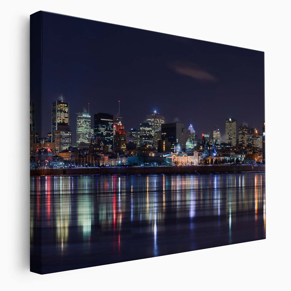 Montreal Skyline & Full Moon Reflection Wall Art by Luxuriance Designs. Made in USA.