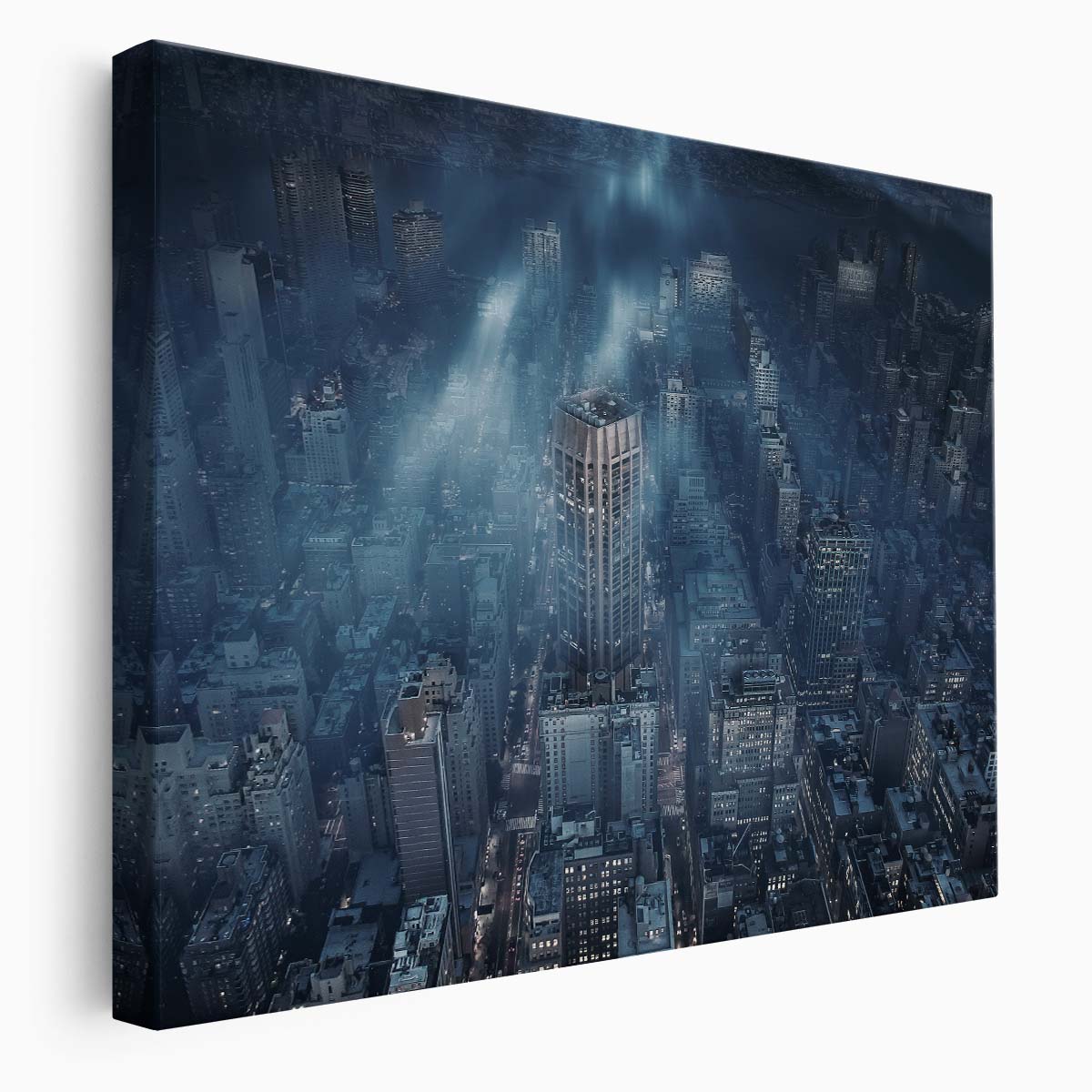 NYC Skyline Night Lights Cityscape Wall Art by Luxuriance Designs. Made in USA.