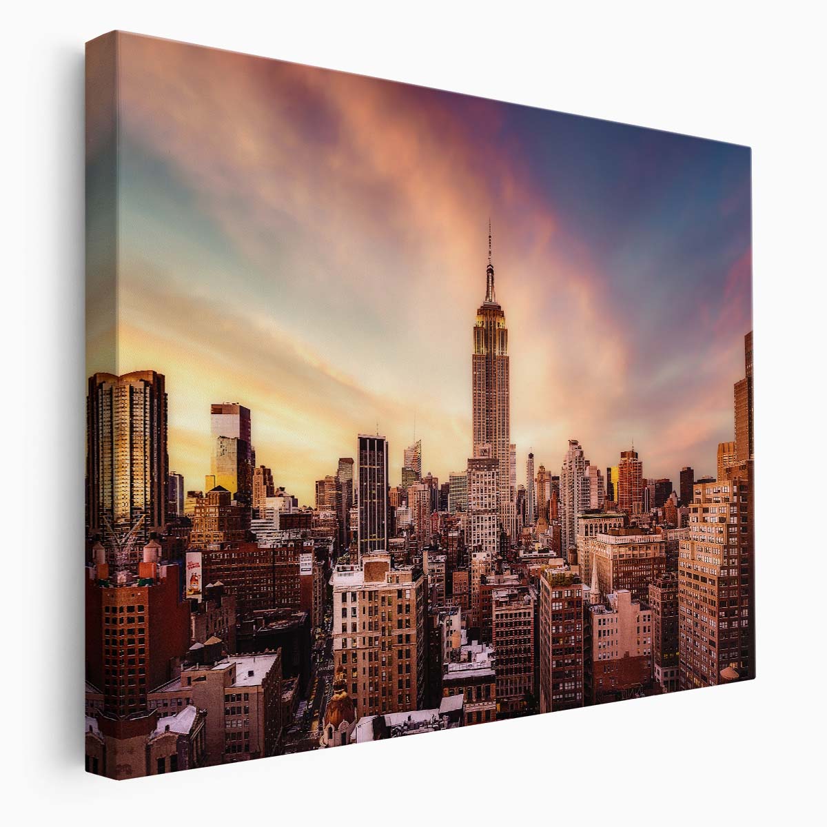 Empire State Sunset Skyline NYC Wall Art by Luxuriance Designs. Made in USA.