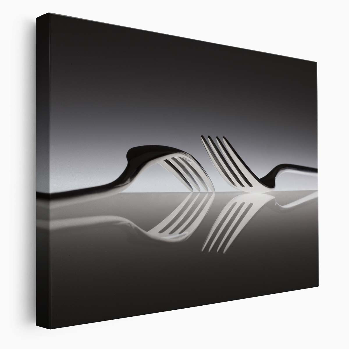 Monochrome Fork Reflection Abstract Kitchen Wall Art Wall Art