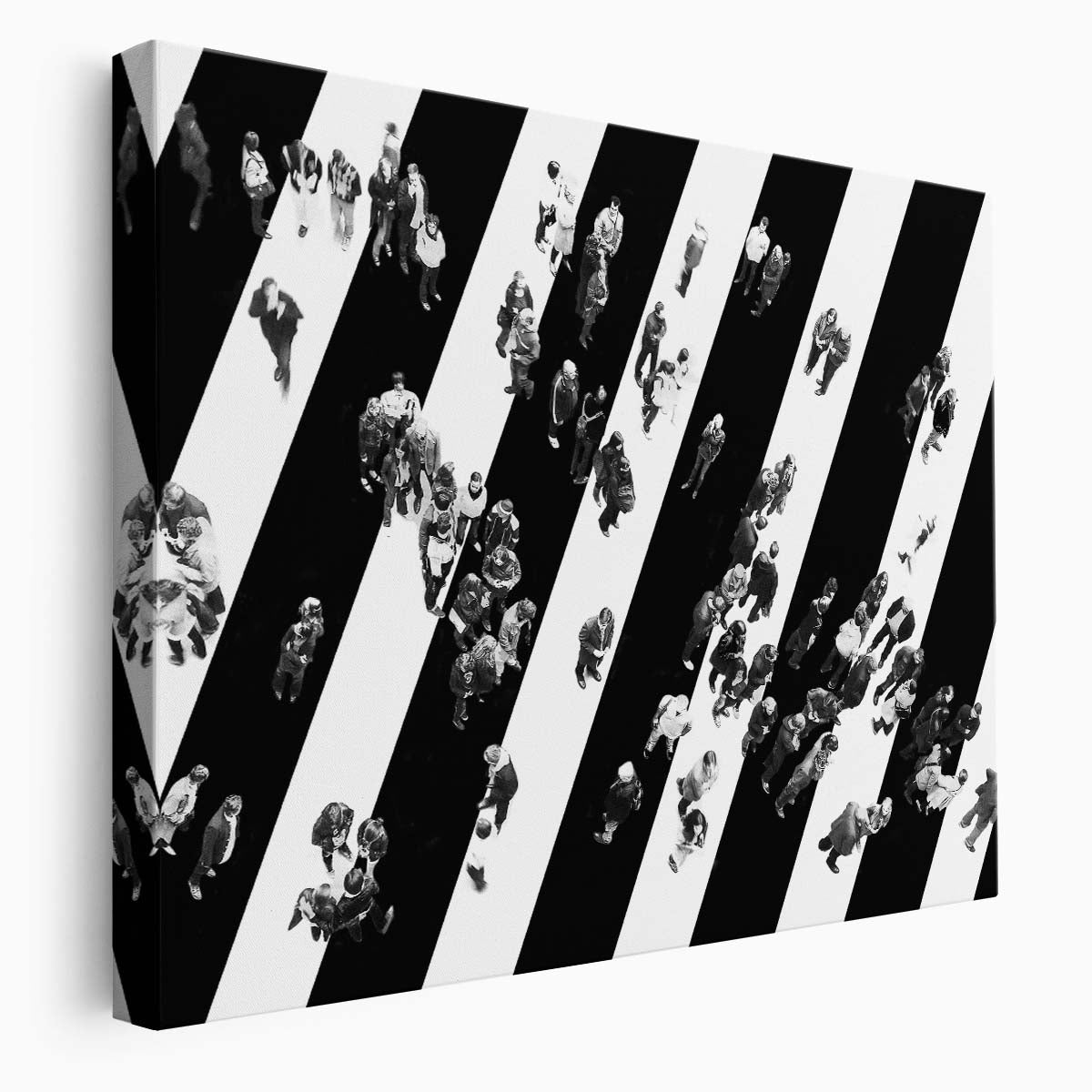 Urban Zebra Crossing Aerial BW Cityscape Wall Art by Luxuriance Designs. Made in USA.