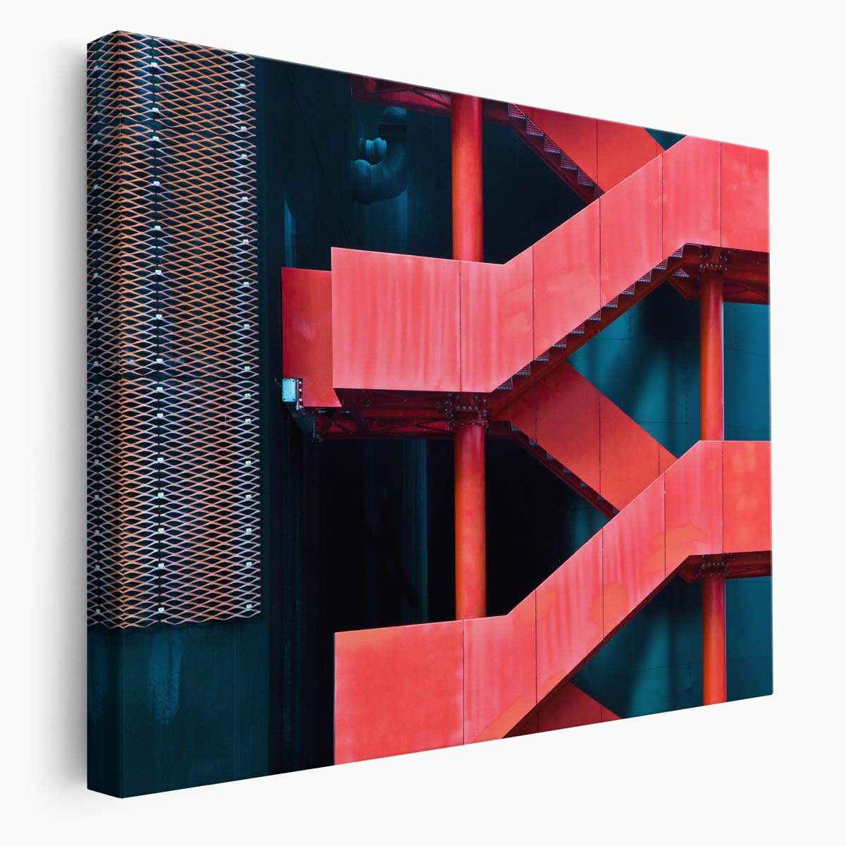 Rusty Red Staircase Geometry London Wall Art by Luxuriance Designs. Made in USA.
