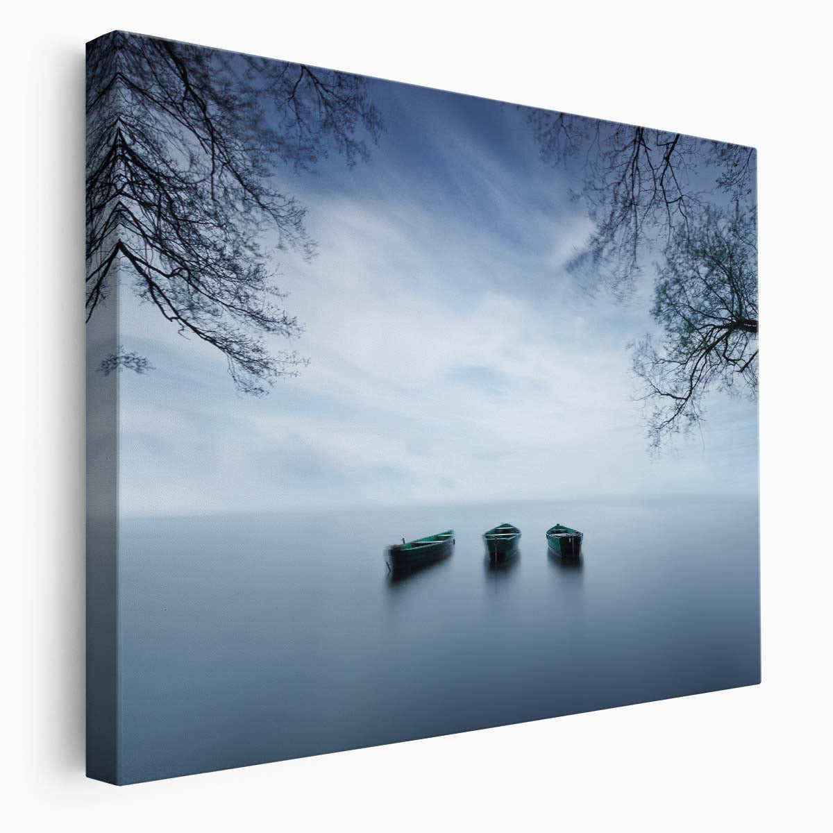 Serene Seascape Tranquil Row Boat Lake Wall Art