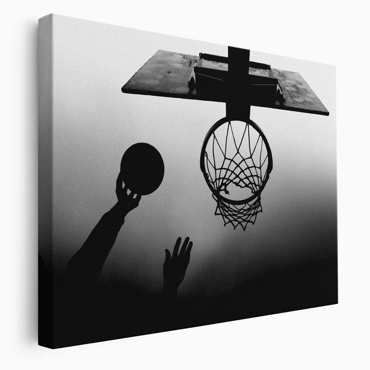 Dynamic Basketball Dunk Minimalist Black & White Wall Art by Luxuriance Designs. Made in USA.