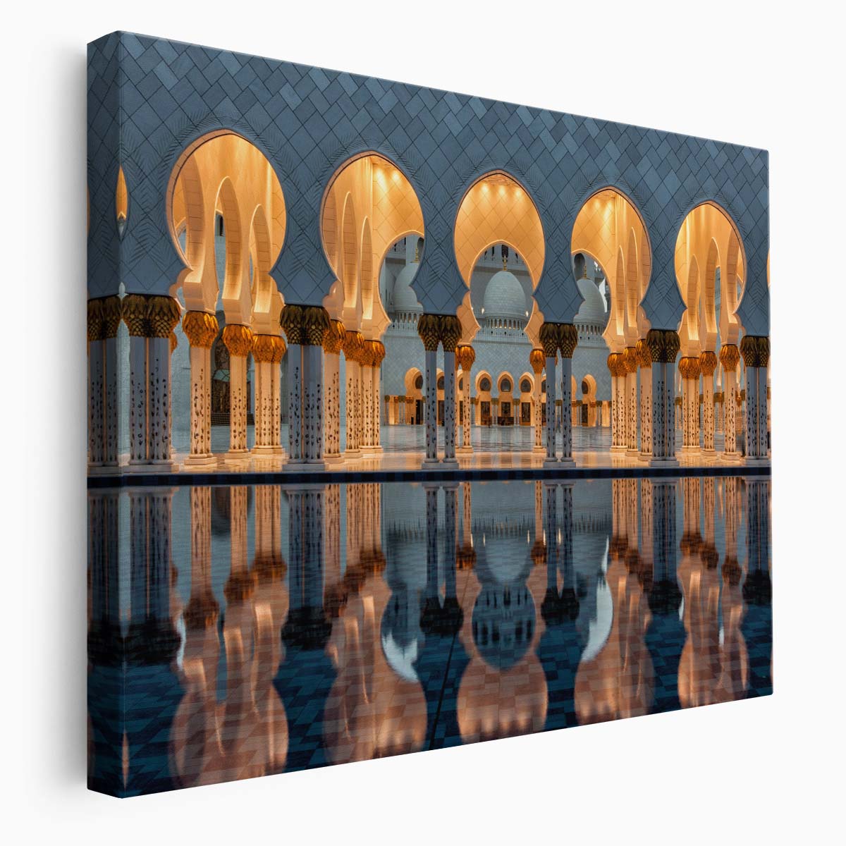 Sacred Sheikh Zayed Mosque Reflection Wall Art by Luxuriance Designs. Made in USA.