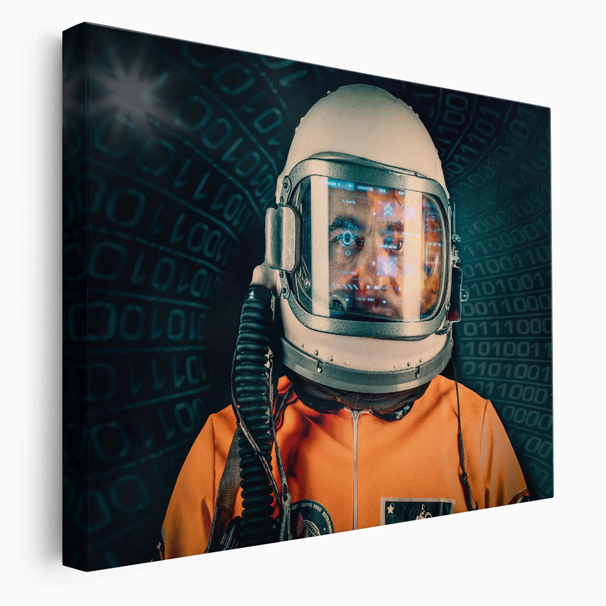 NASA Astronaut Universe Cosmos Orange Portrait Wall Art by Luxuriance Designs. Made in USA.