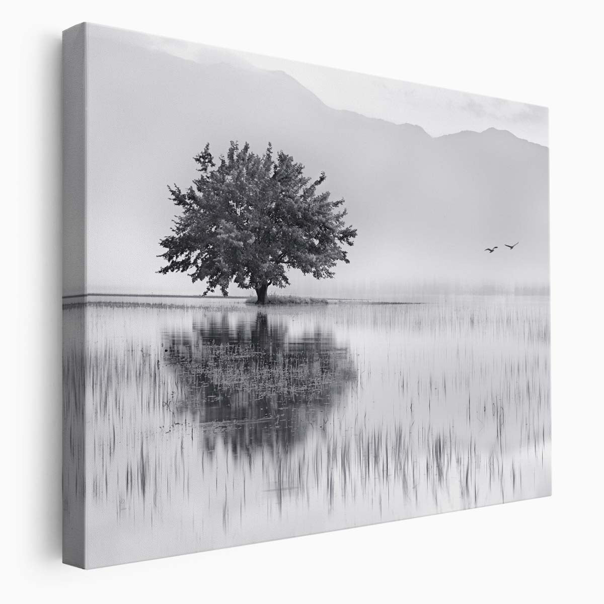 Minimalist Spring Lake & Trees Reflection Wall Art by Luxuriance Designs. Made in USA.