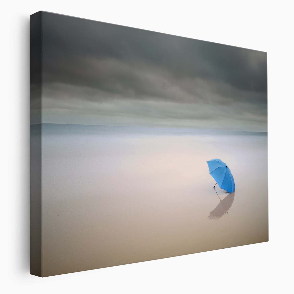 Solitary Umbrella Rainy Beach Solitude Wall Art by Luxuriance Designs. Made in USA.